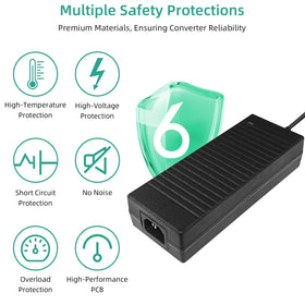 DOBVDLA specification label closeup, displays 12V 15A 180W ratings for safe matching