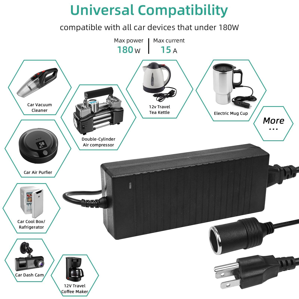 DOBVDLA aluminum heat-dissipation base close-up, keeps adapter cool for continuous use