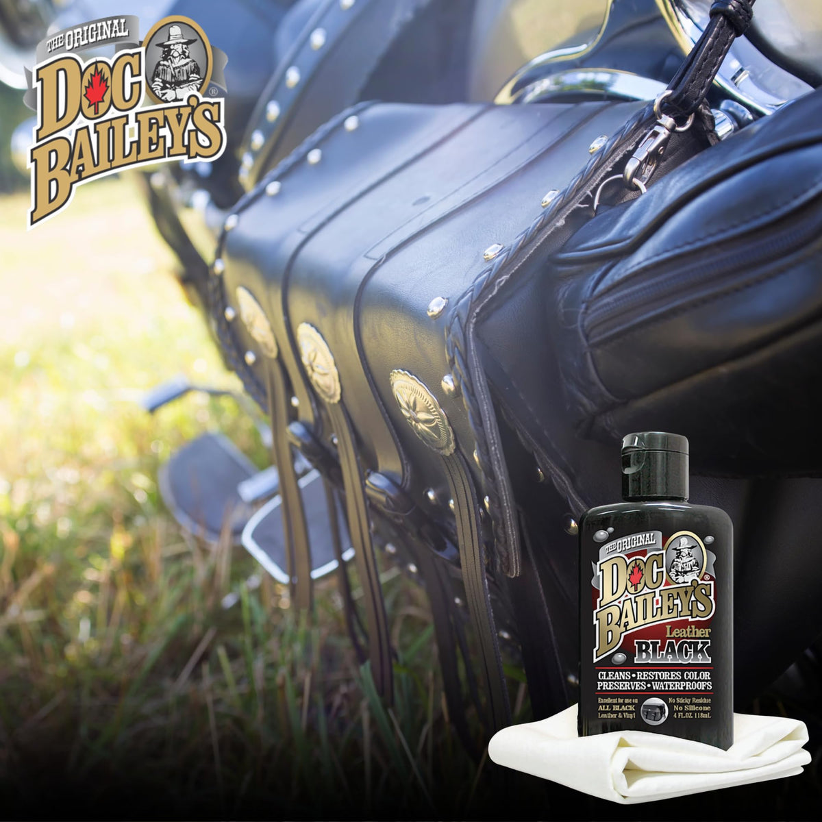 Doc Baileys 4oz bottle next to wallet to show compact travel size