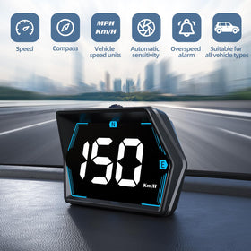Docbraces display with compass and flashing overspeed alert for warnings