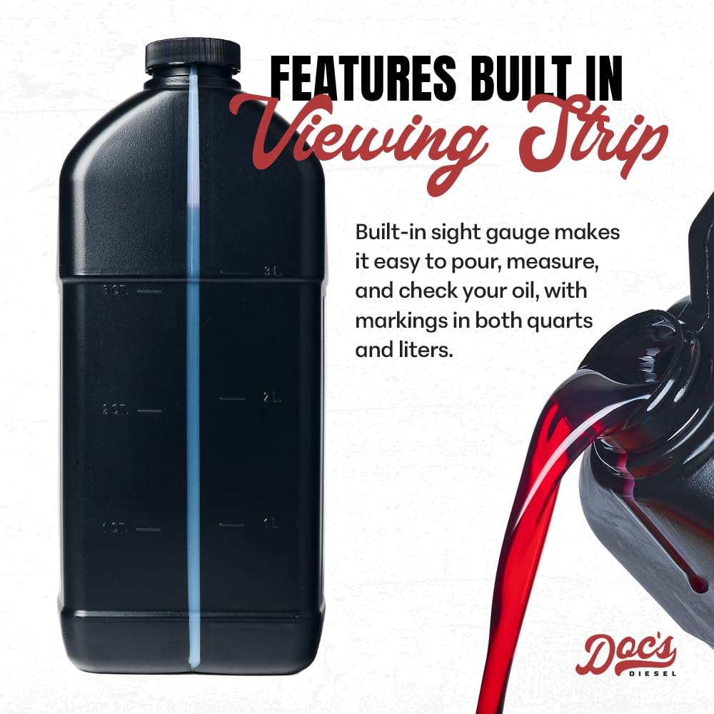 Doc's Diesel beside a hand to show one-gallon size and handling ease