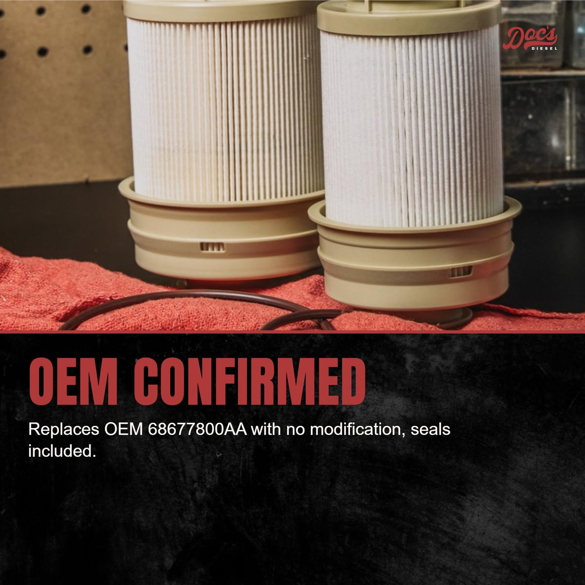 Doc's Diesel filter media close-up highlighting contaminant capture for protection