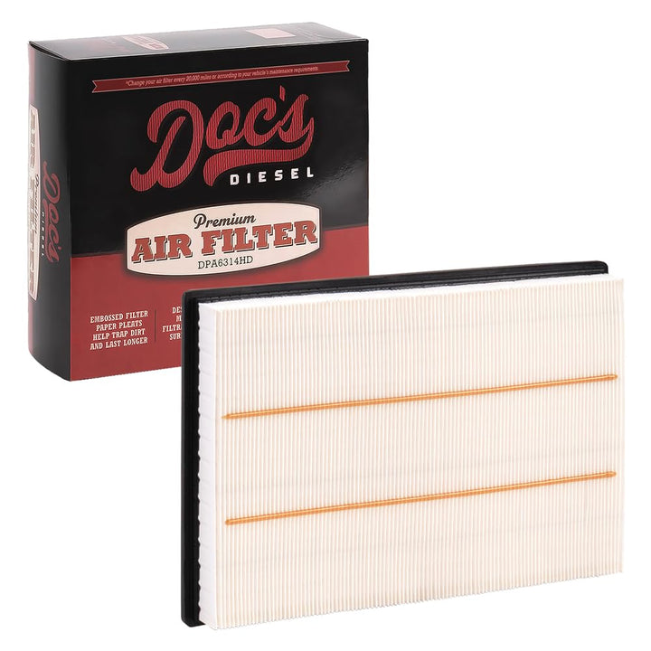 Doc's Diesel front view of DPA3462 filter showing fit and label for correct replacement