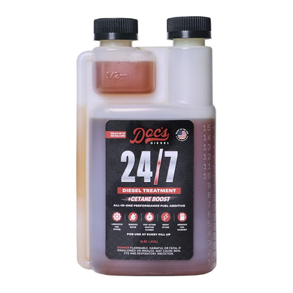 Doc's Diesel front label showing product identity and benefits