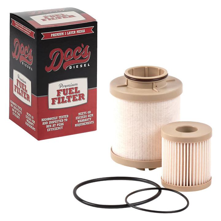 Doc's Diesel front packaging showing filter shape and fitment benefits