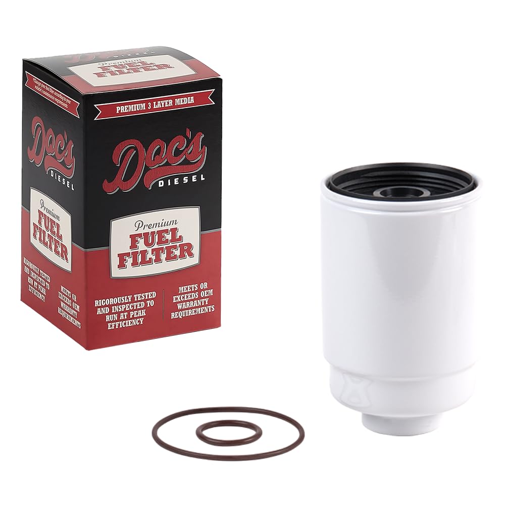 Doc's Diesel front view filter showing direct-fit design and easy install benefit