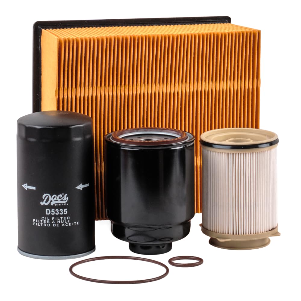Doc's Diesel front view of complete filter combo kit showing all included parts and organized layout for convenience