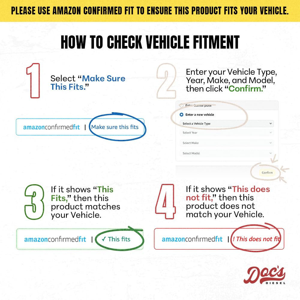 Doc's Diesel labeled part number and brand on filter for fast verification