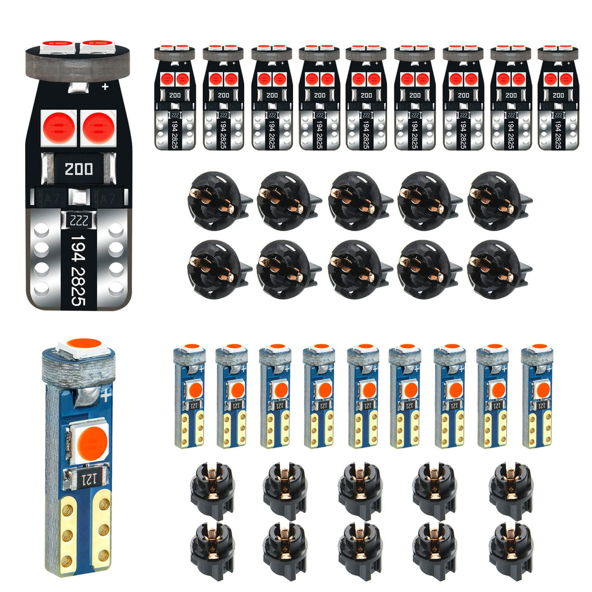 DODOFUN front packaging showing red LED bulbs and sockets for quick identification and convenience