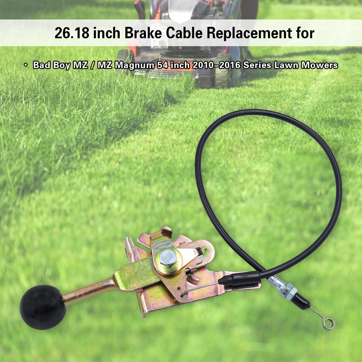 Dofank brake cable installed on Bad Boy MZ mower illustrating restored brake function and safety
