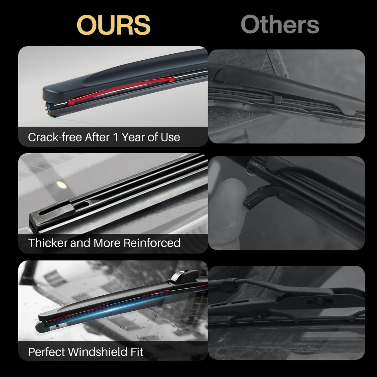 DOG TAIL aerodynamic spoiler detail reducing wind lift for stable high-speed wiping