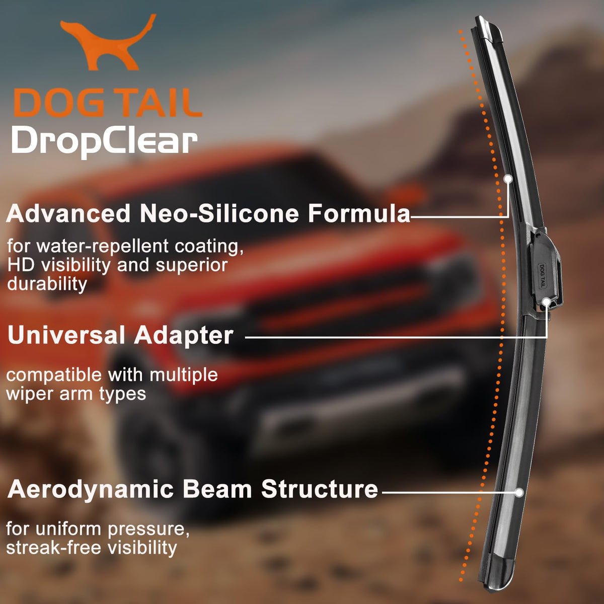 DOG TAIL adapters and clips layout showing easy tool-free installation advantage