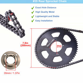 doinal side profile of the 65-tooth sprocket highlighting thickness and machining