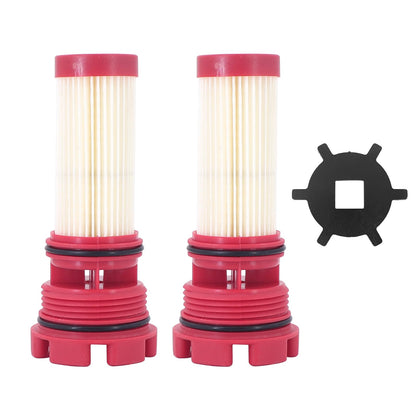 Dokili front packaging showing two fuel filters and wrench for convenient installation