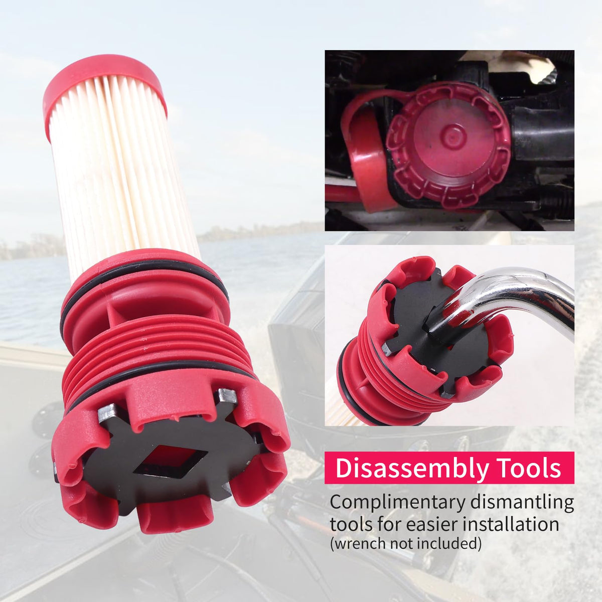 Dokili install-removal wrench displayed with filter for faster, safer service
