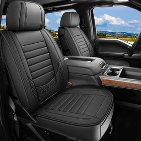 DOMAL front seat cover installed showing neat fit and upgraded look