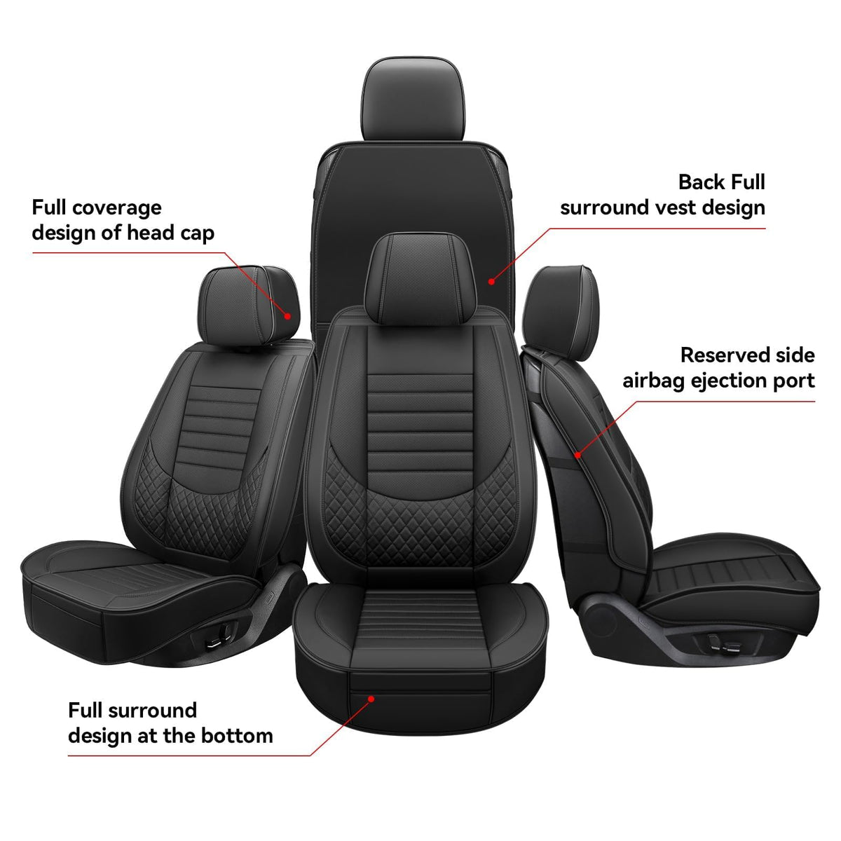 DOMAL cover next to factory seat for scale and tailored fit comparison