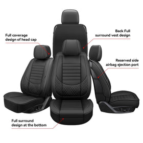 DOMAL cover next to factory seat for scale and tailored fit comparison
