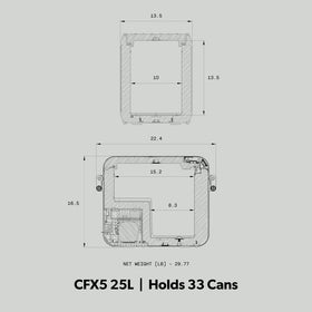 Dometic CFX5 25L weatherproof display showing controls and clear readout