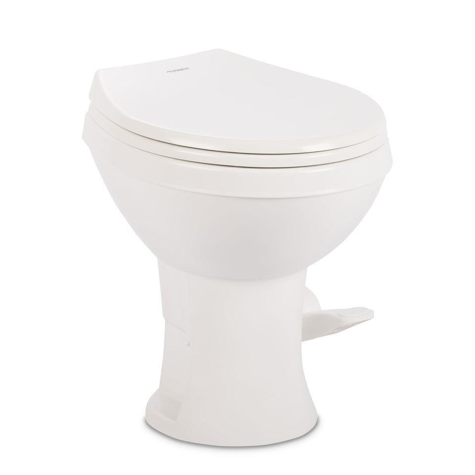Dometic Model 400 front view showing round bowl and clean lines for comfortable use