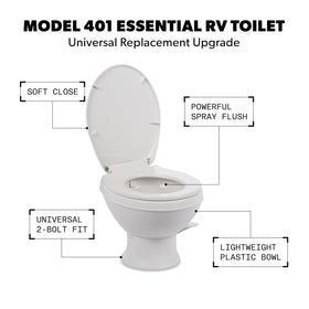 Dometic Model 401 installed in RV bathroom demonstrating layout fit