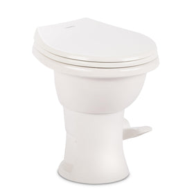 Dometic Model 410 front view showing compact porcelain bowl and clean design benefit durable hygiene