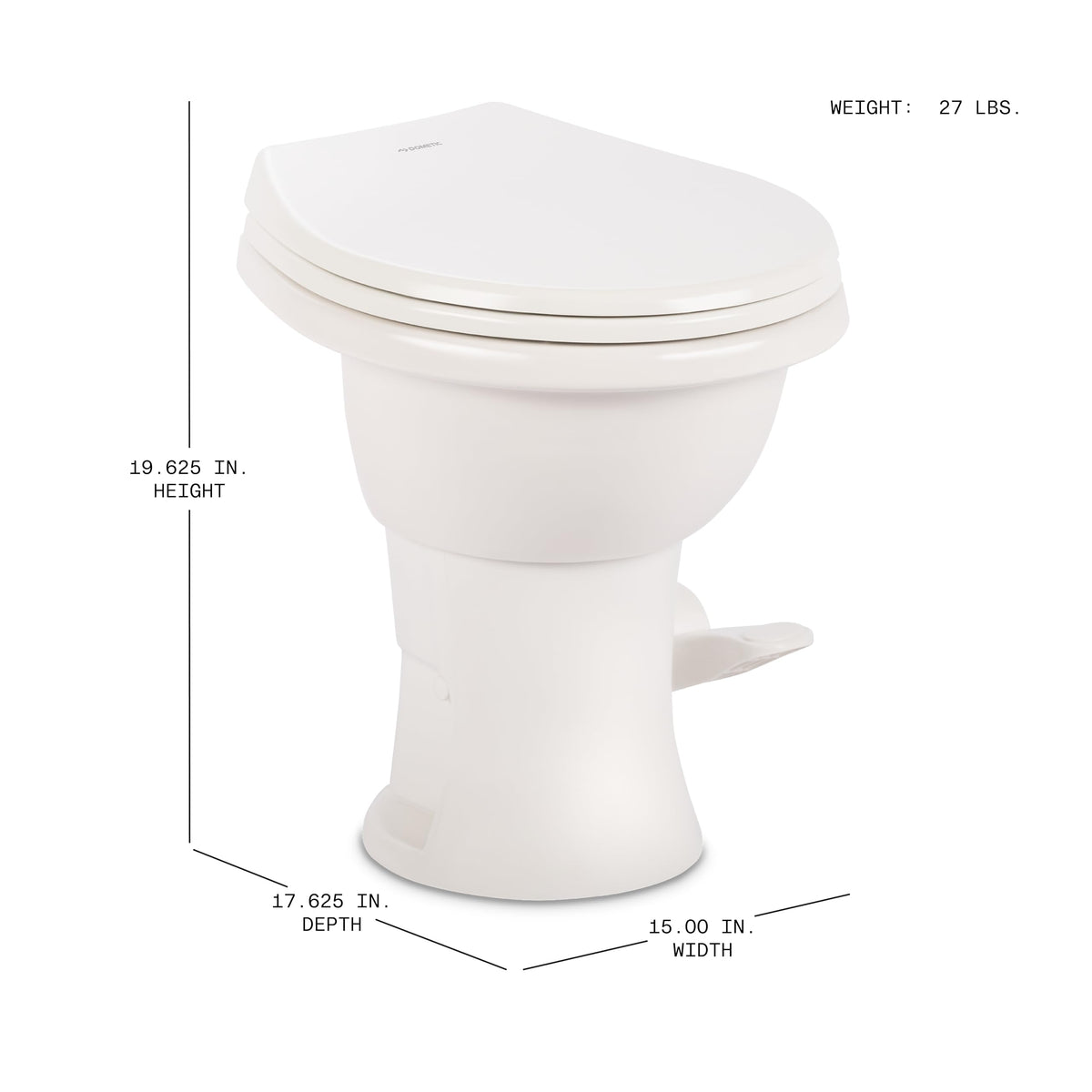 Dometic Model 410 soft-close seat view demonstrating quiet operation and comfort benefit