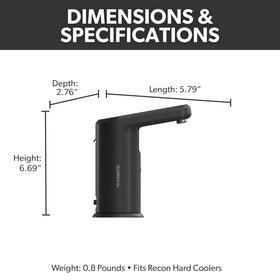 Dometic Recon faucet in use filling a water bottle for quick hydration benefit