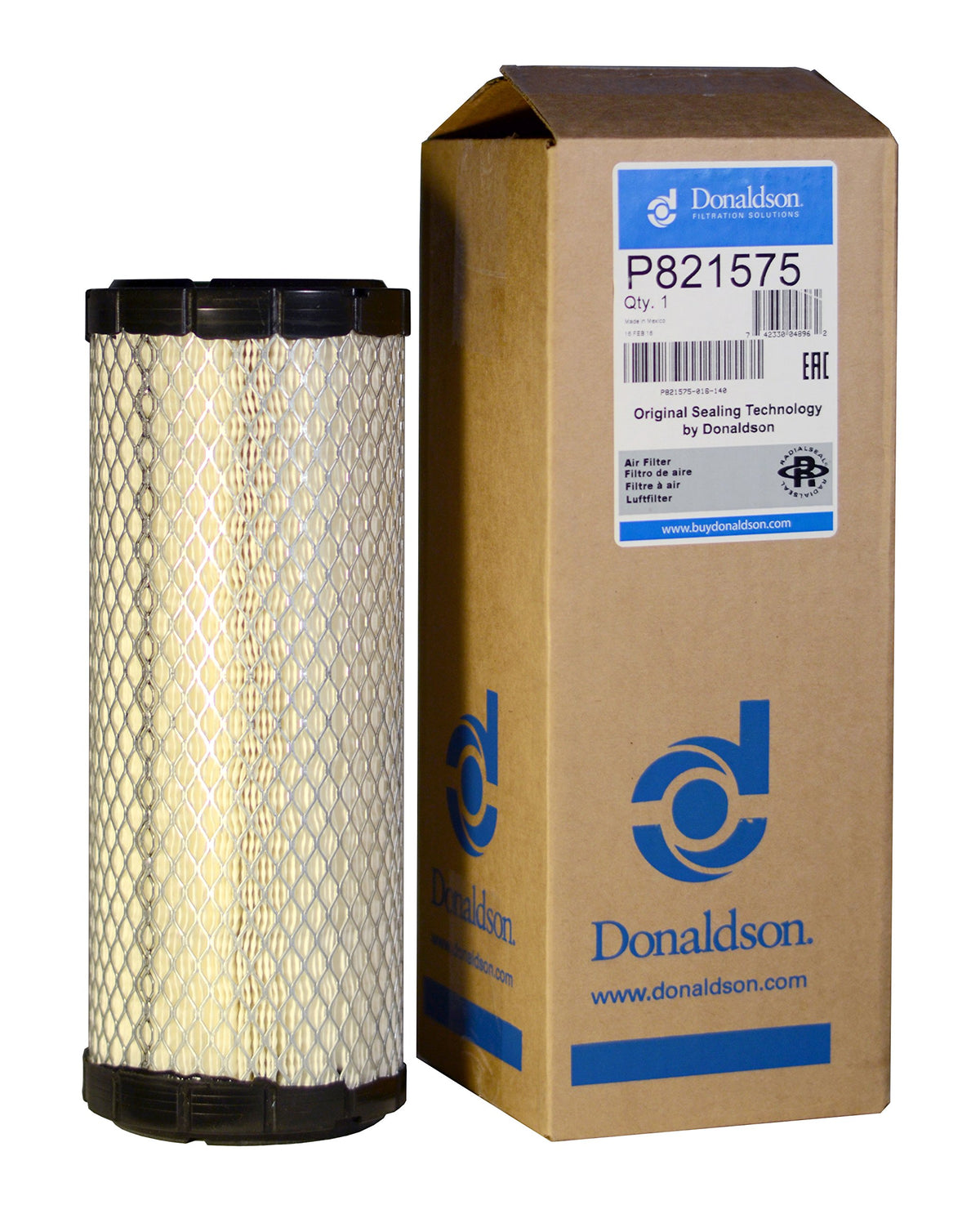 Donaldson P821575 side profile highlighting lightweight DuraLite housing benefit