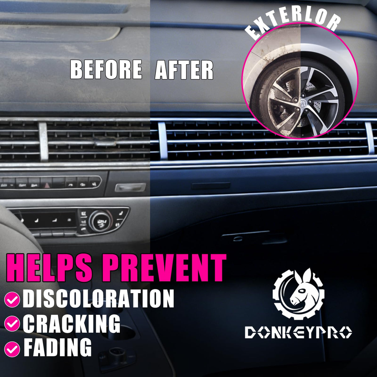 DONKEYPRO wiped with microfiber showing streak-free polishing benefit
