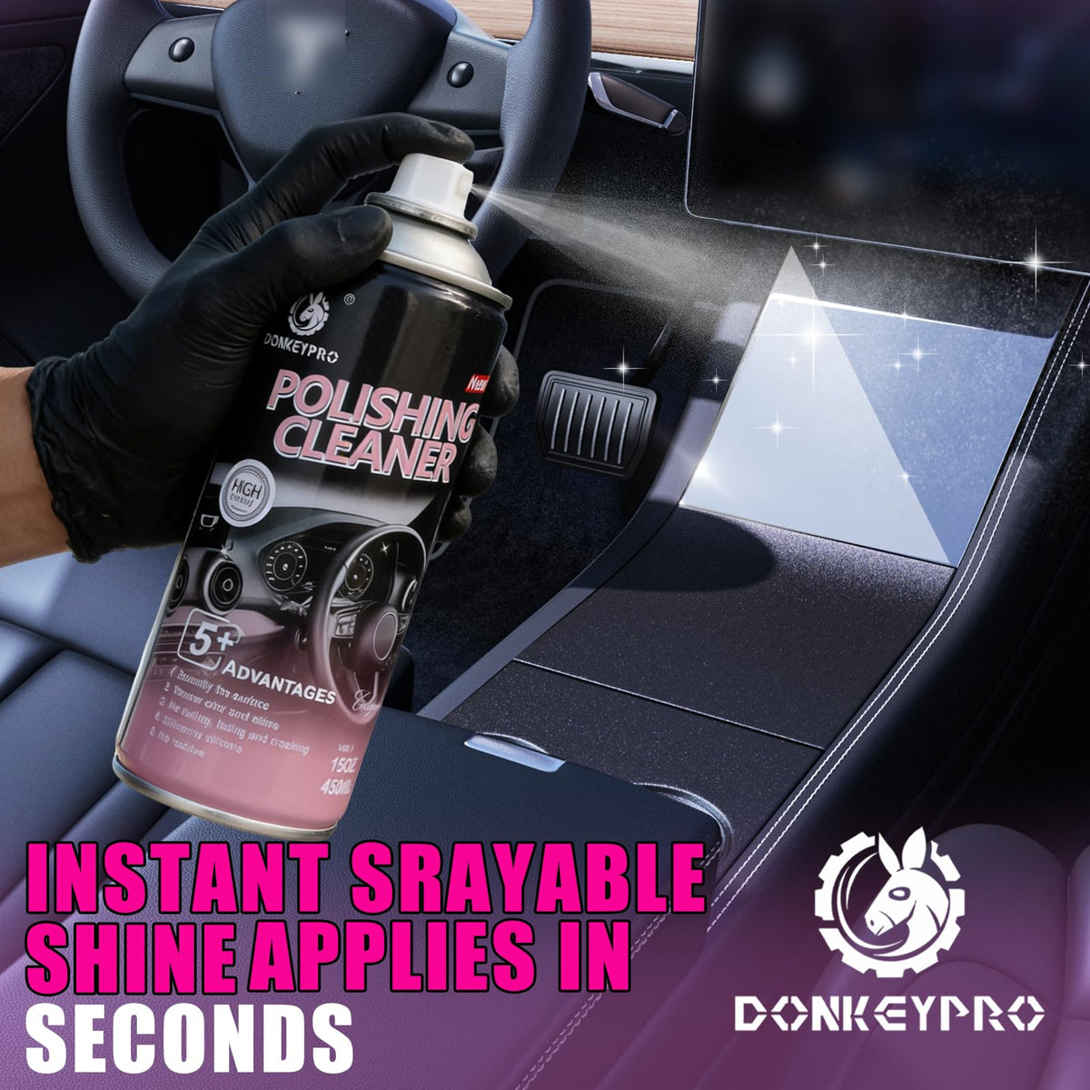 DONKEYPRO on seat and trim showing gentle cleaning and improved texture