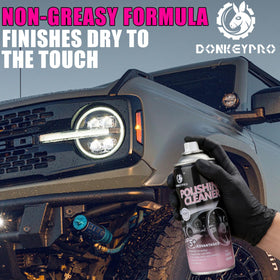 DONKEYPRO next to a hand showing 15oz can size and longer use
