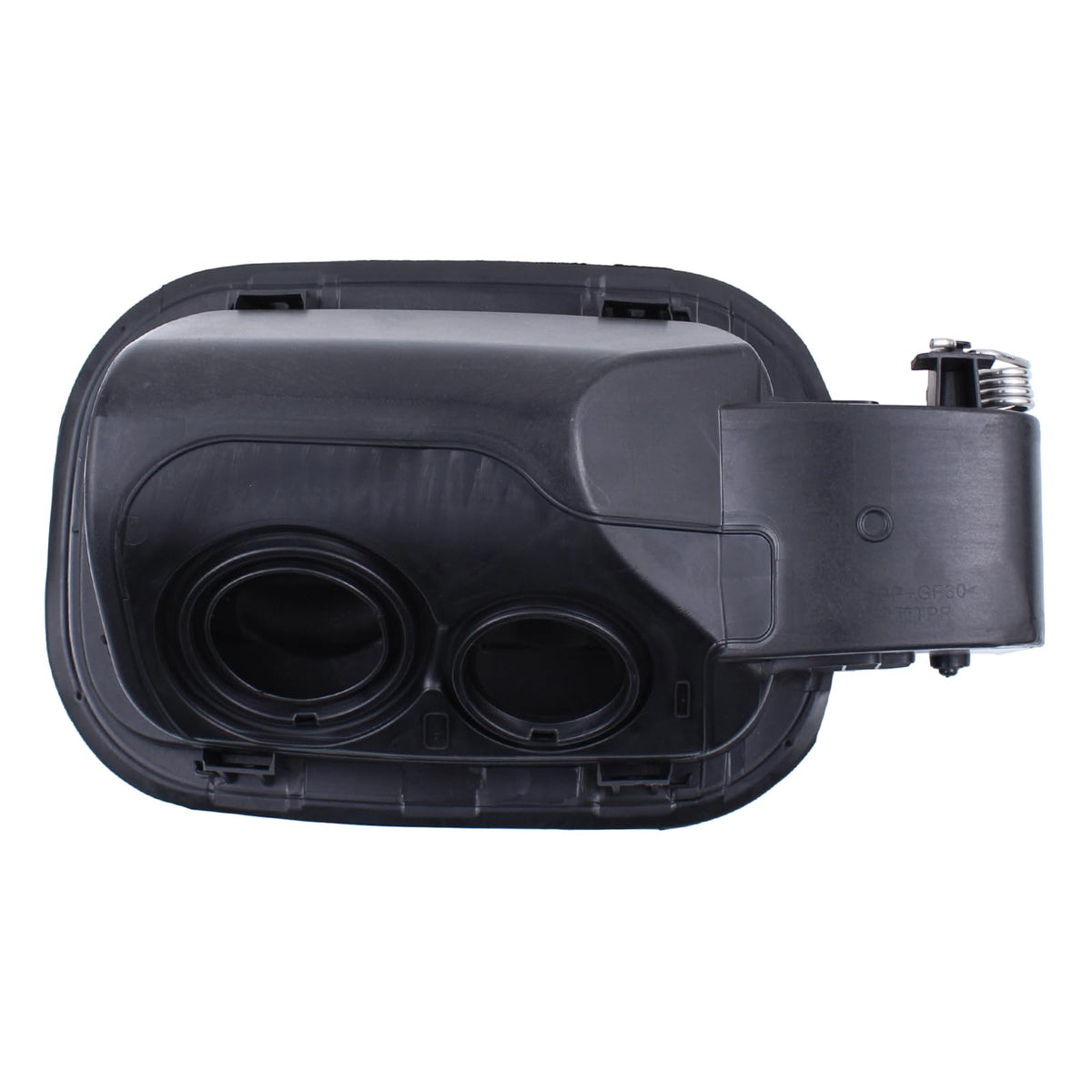 DooFig fuel filler door material texture detail showing durable finish and corrosion resistance