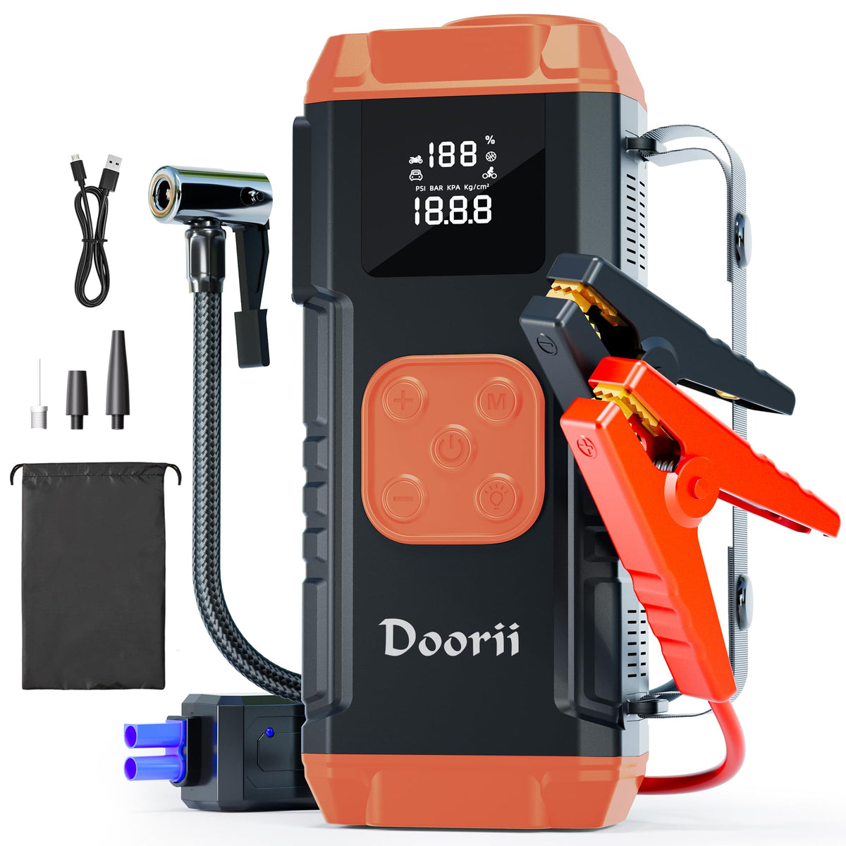 Doorii front view with accessories showing kit layout and quick access benefits