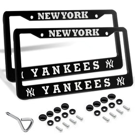 DorkTees front view of black license plate frame highlighting team style and protection