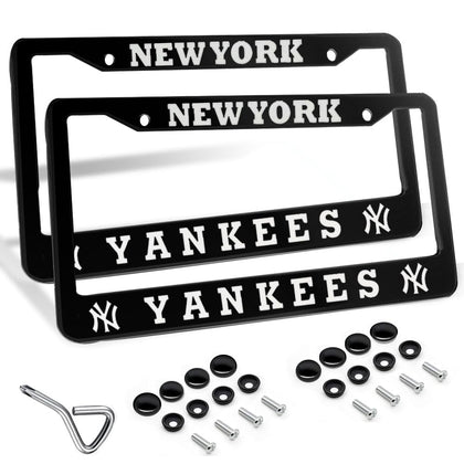 DorkTees front view of black license plate frame highlighting team style and protection