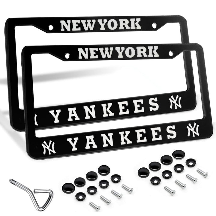 DorkTees front view of black license plate frame highlighting team style and protection
