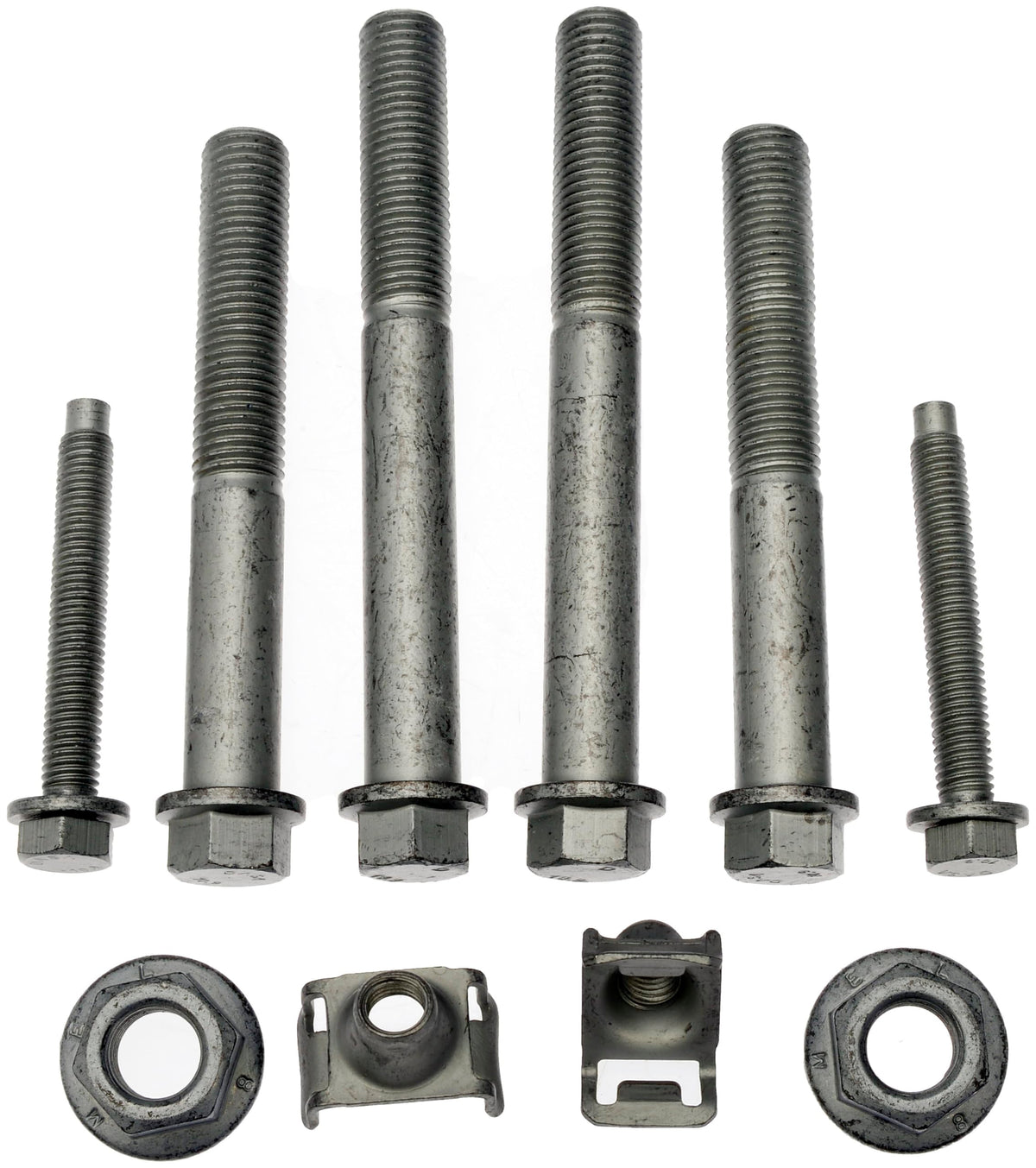 Dorman bolts installed on control arm demonstrating secure chassis attachment