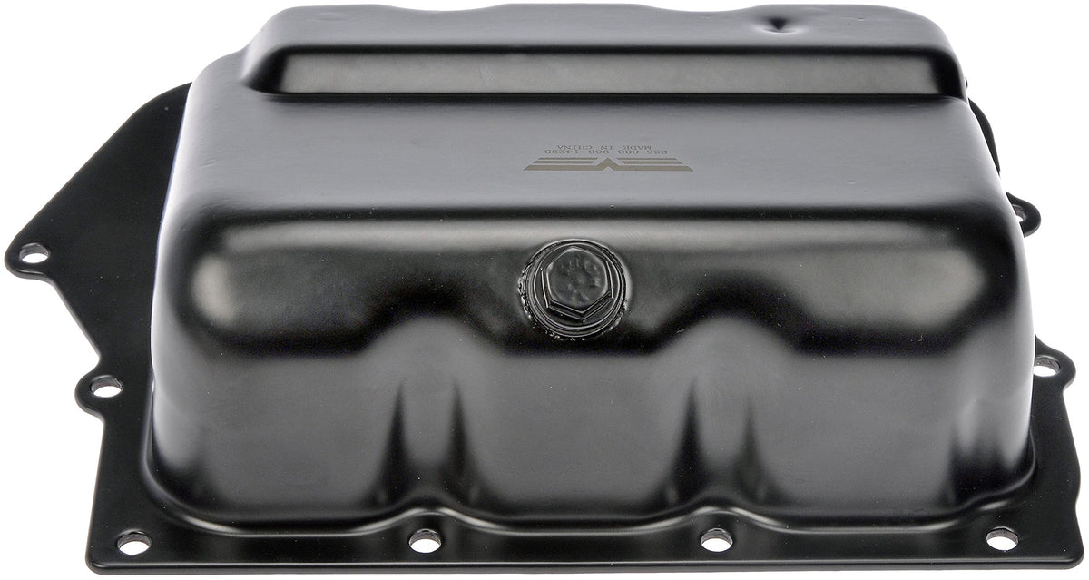Dorman transmission oil pan close-up of sealing surface highlighting leak-resistant fit benefit