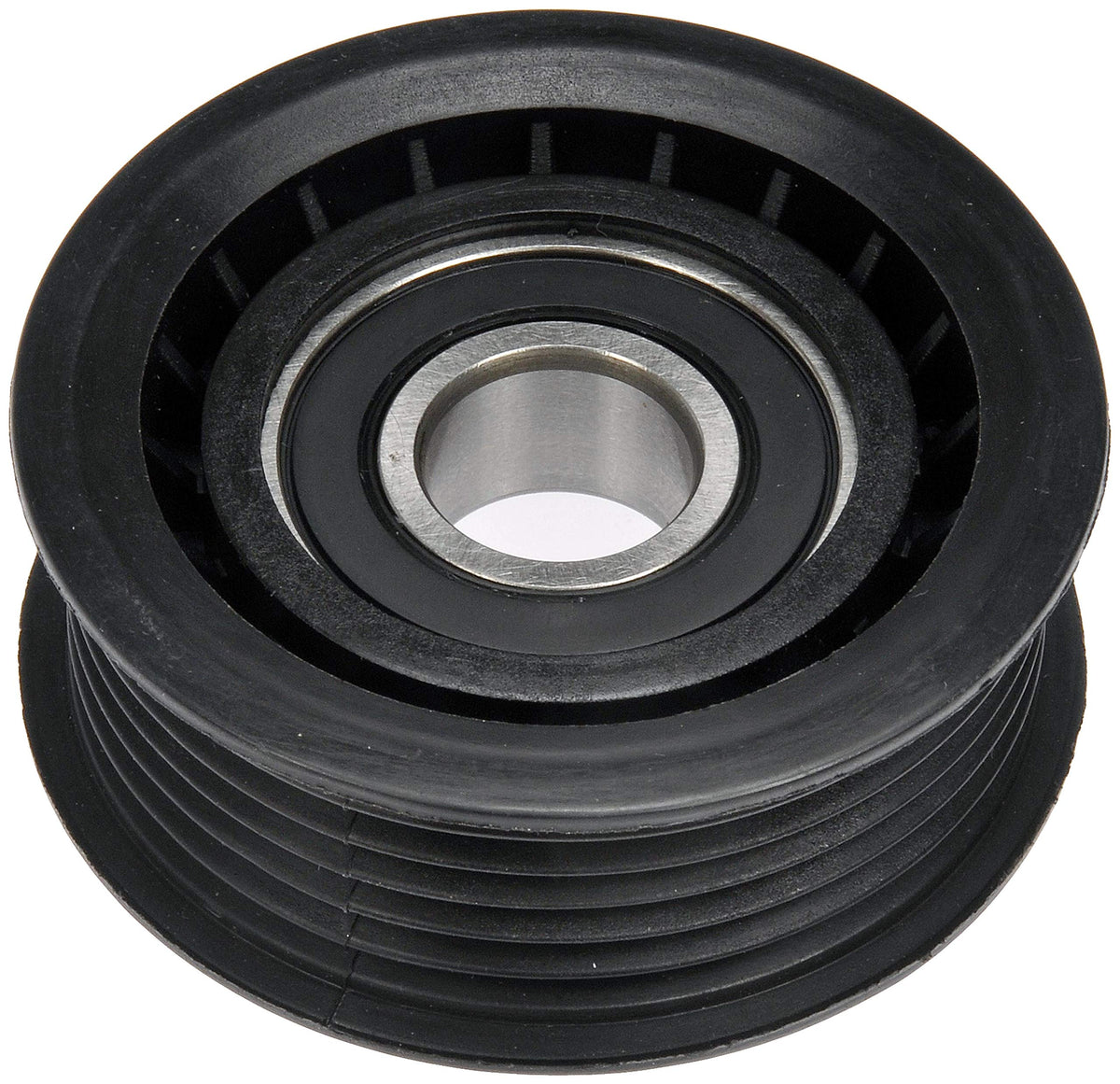 Dorman 419-649 front view showing full pulley and mounting hole, improves belt alignment
