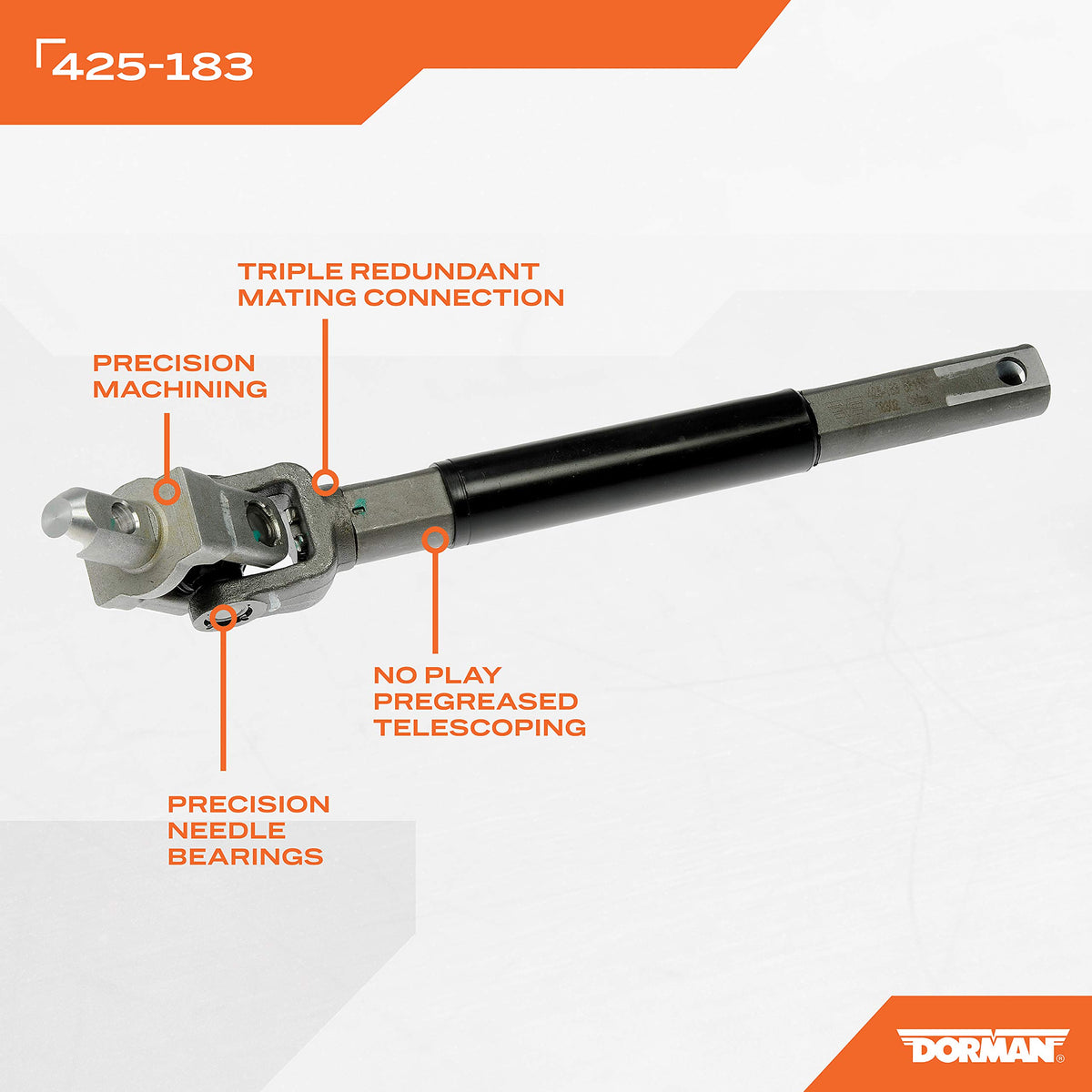Dorman close-up spline detail highlighting precision machining for secure steering engagement