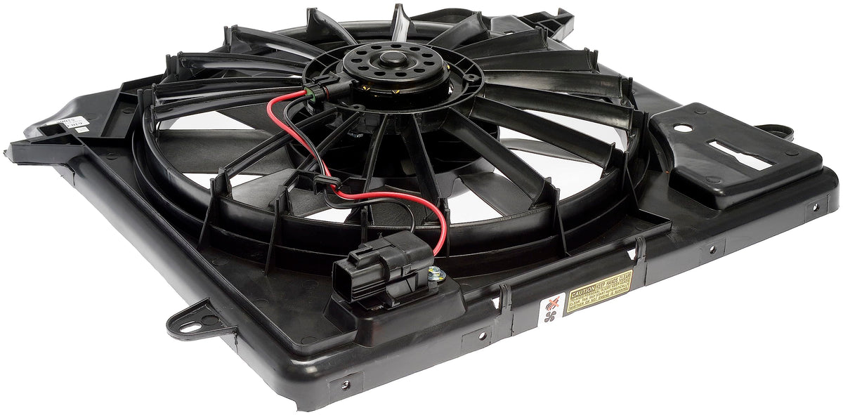 Dorman engine cooling fan assembly front view showing exact fit and reliable cooling