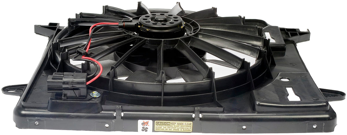 Dorman fan assembly installed in Jeep Wrangler showing restored cooling function