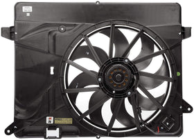 Dorman 621-566 front assembly showing fan and shroud for accurate fit and airflow