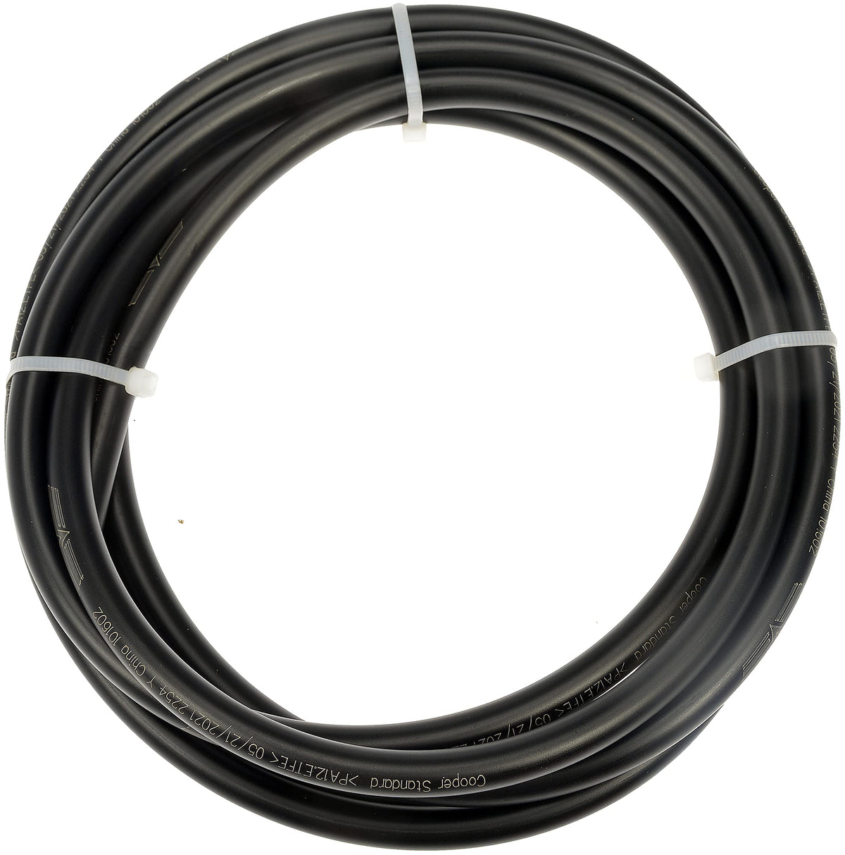 Dorman 10-foot fuel line next to a measuring tape to show length and scale for planning