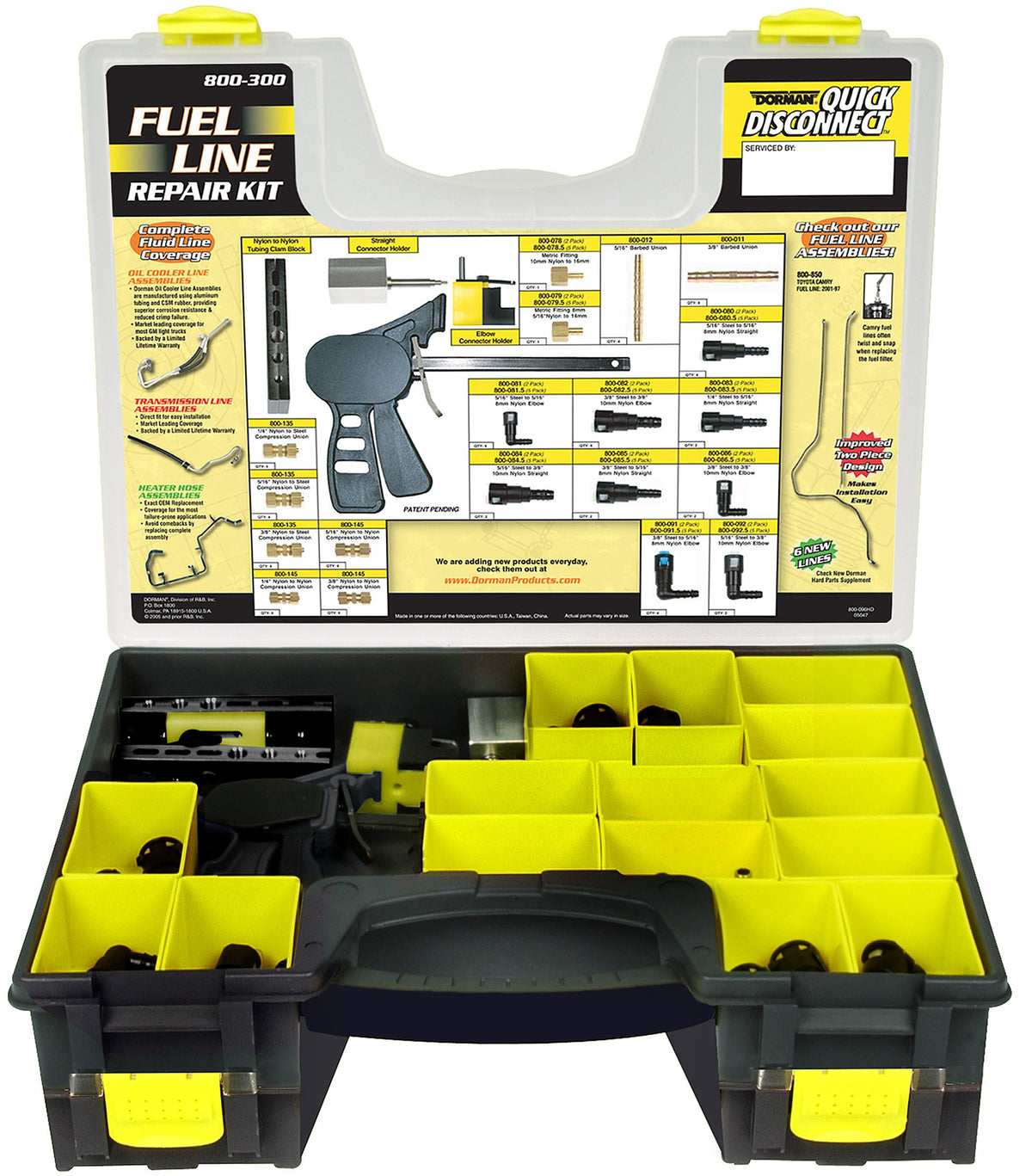 Dorman 800-300 kit front view showing organized parts and tools for fast repairs