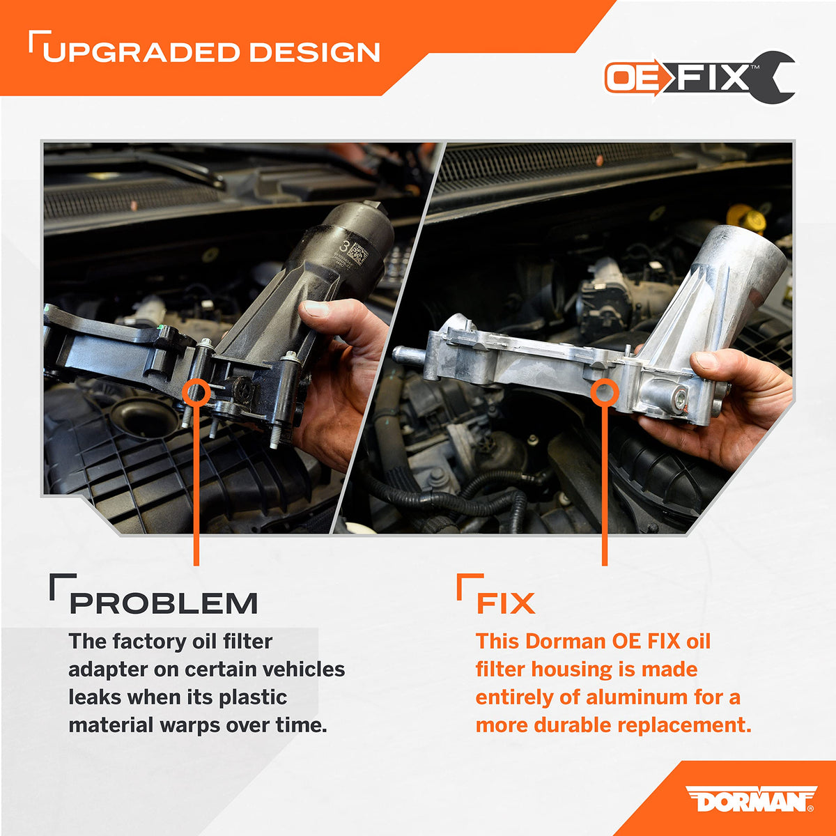 Dorman oil cooler detail highlighting durable cooling surface and improved flow protection
