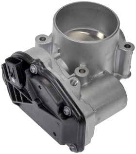 Dorman throttle body front view showing clean mounting flanges and OE-fit benefits