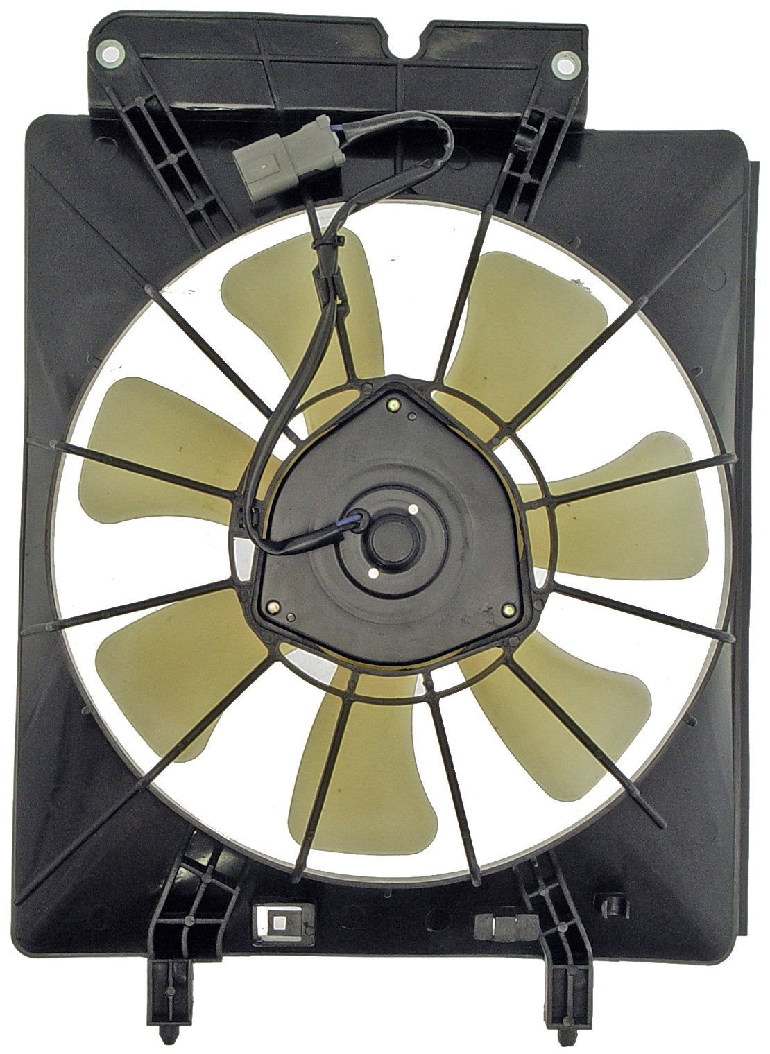 Dorman condenser fan assembly front view showing complete fit and easy replacement benefit