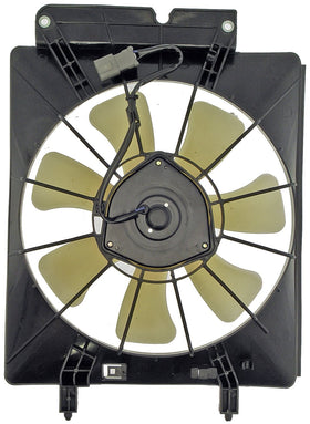 Dorman condenser fan assembly front view showing complete fit and easy replacement benefit